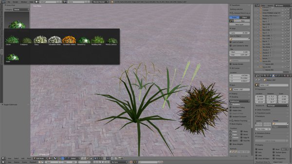 Grass and plants loaded from a Blender plug-in.