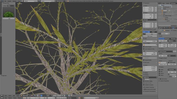 Tree with green leaves loaded from a Blender plug-in.