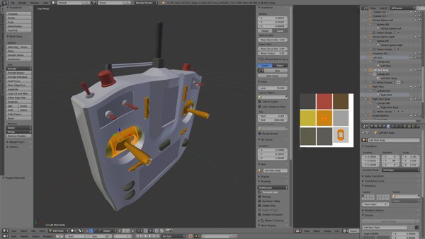 Transmitter modelled using Blender - View of the complete assembled transmitter.