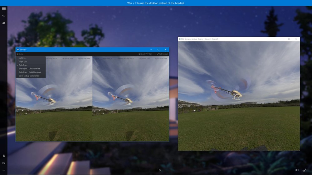 Rear side view of helicopter in flight - VR Screenshot.