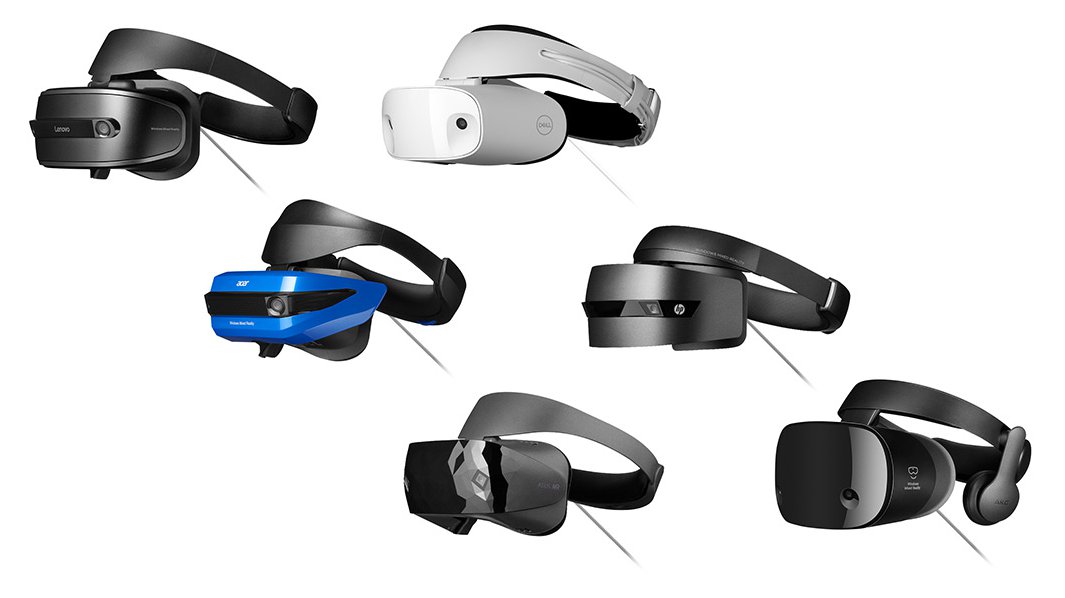 Six different Windows Mixed Reality (WMR) headsets for VR games and other 3D type applications.